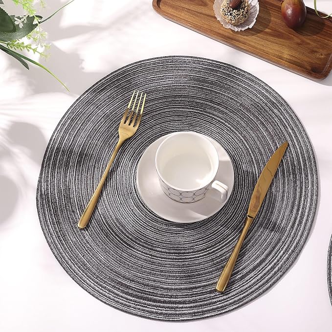 SHACOS Round Braided Placemats Set of 6 Round Table Mats 15 inch Cotton Washable - Image 8