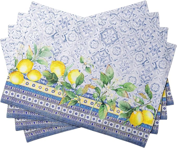 Maison d' Hermine Placemats Set of 4 Reusable 100% Cotton | Cloth Place Mats by MaisondHermine