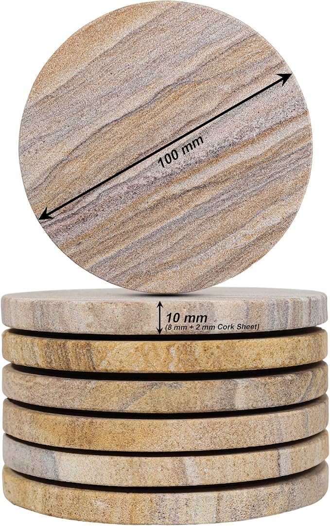 Sandstone Water Absorbent Hand Crafted Round Coasters - Image 6