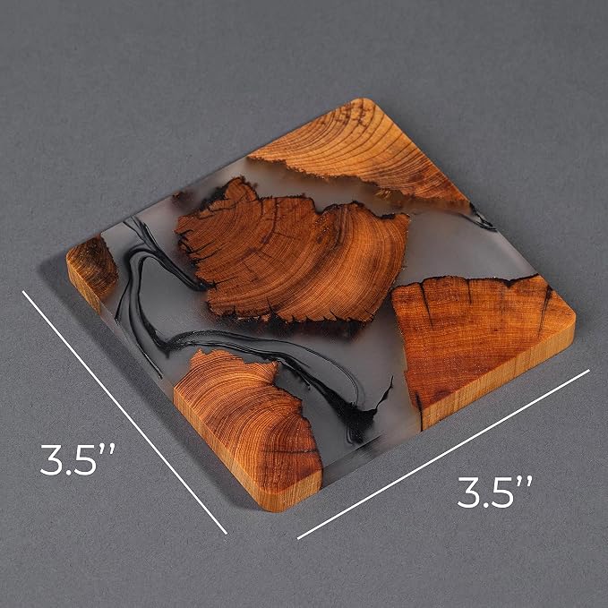 Wooden Coasters Set, Epoxy Modern Coasters - Image 3