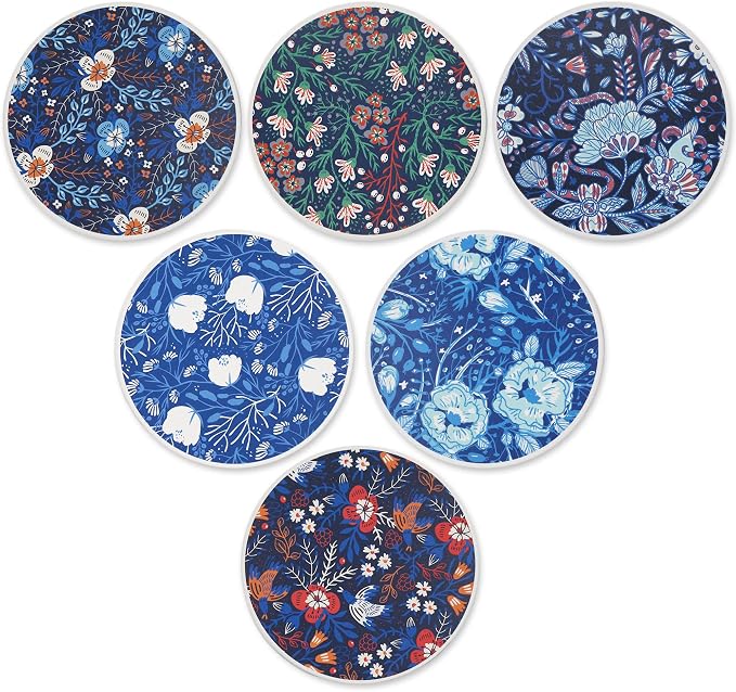 AD Set of 6 Coasters for Drinks Absorbing Round Ceramic Stone Coaster - Image 2