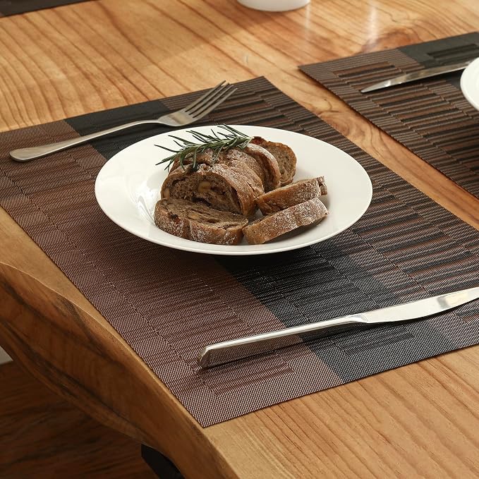 Leetaltree Brown with Black Striped Placemats Set of 4 - Image 8