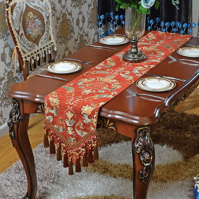 Extra Luxury Velvet Red Table Runner 120 Inches Long - Image 3