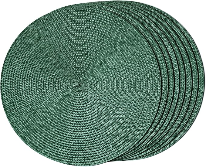 FunWheat Round Braided Placemats Set of 8 Table Mats by FunWheat