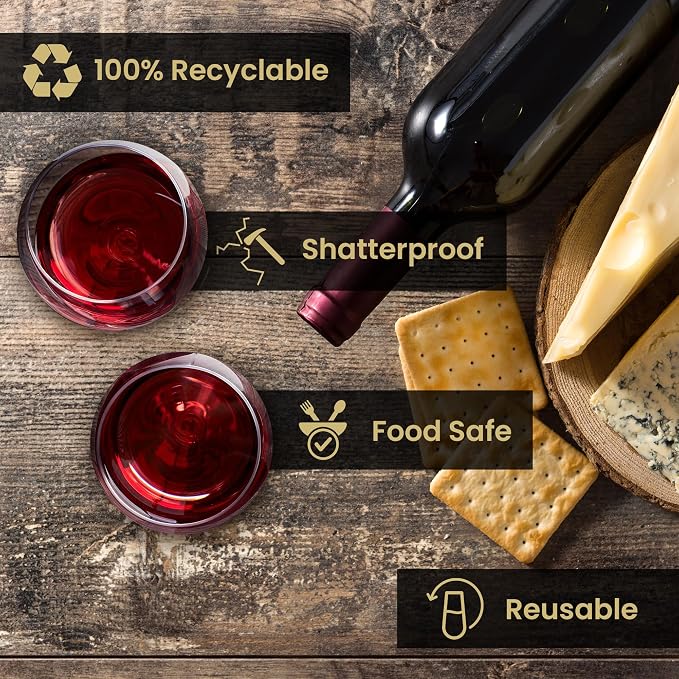 Reli. Disposable Wine Glasses | Clear | Stemless, Shatterproof | Plastic - Image 5