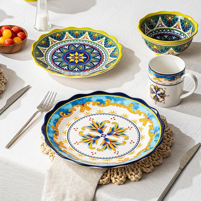 UNICASA Ceramic Dinner Plate Set of 4, 10.5 Inch Porcelain Pasta Plates Set– - Image 4