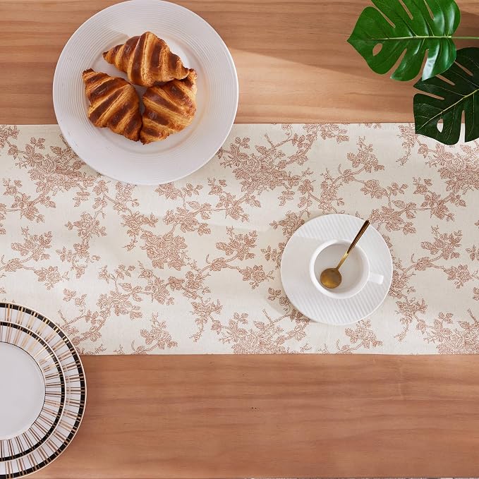 French Pastoral Farmhouse Table Runners, 13x90 Inch Terracota | 100% Organic - Image 4