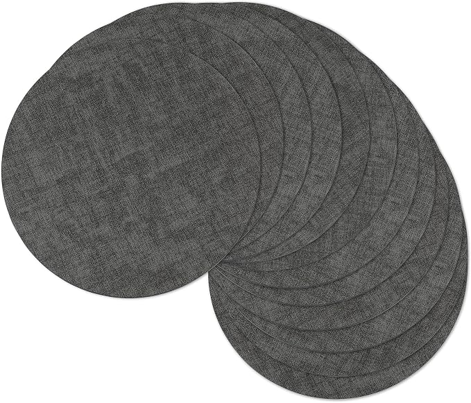 13" Round Placemats Set of 12, Reversible Faux Leather Heat Resistant Table Mats by NCUE