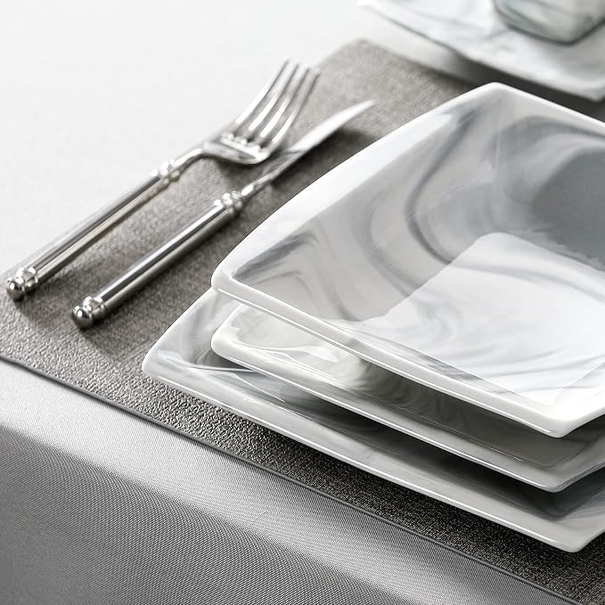MALACASA Dinnerware Sets, 30 Piece Porcelain Plates and Bowls Sets - Image 7