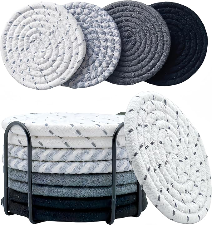 Gray Cotton Coasters Set of 8 by Sepbyxw