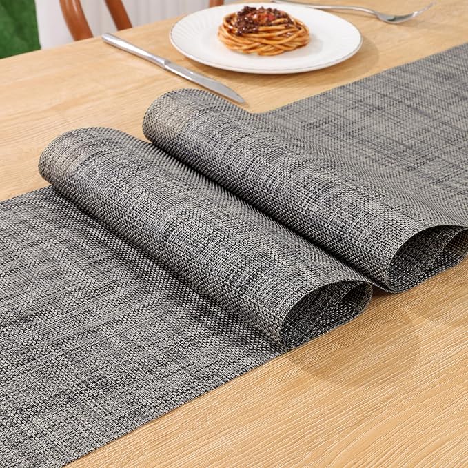 SHACOS Woven Vinyl Table Runners 12 x 54 inch Wipeable PVC Weave Table Runner - Image 2