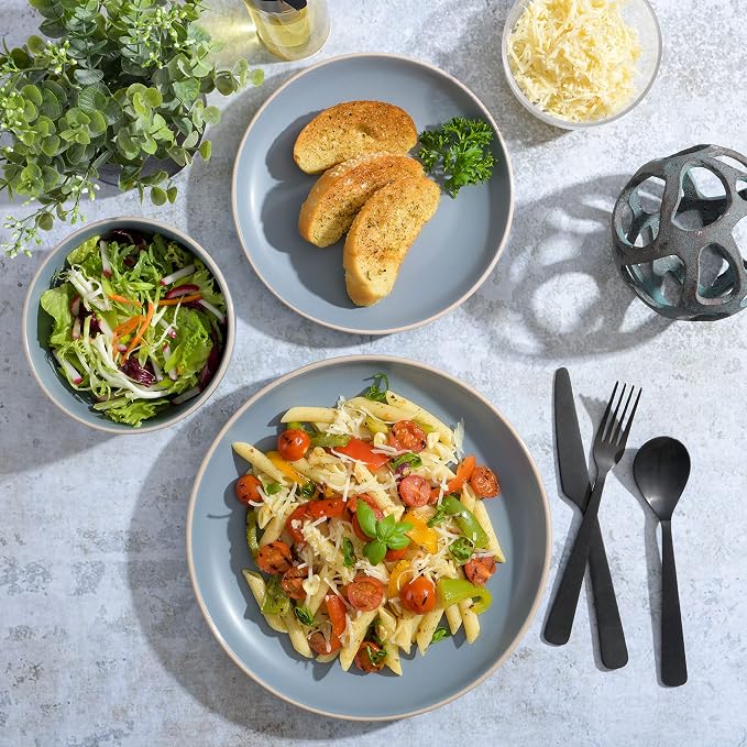 Gibson Home Rockaway 12-Piece Round Stoneware Dinnerware Set, Service - Image 6