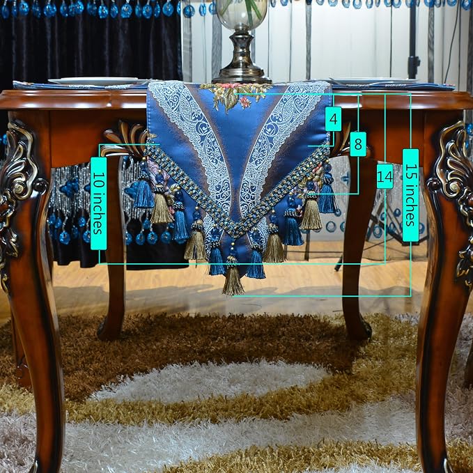 Extra Luxury Velvet Blue Table Runner 120 Inches Long - Image 2