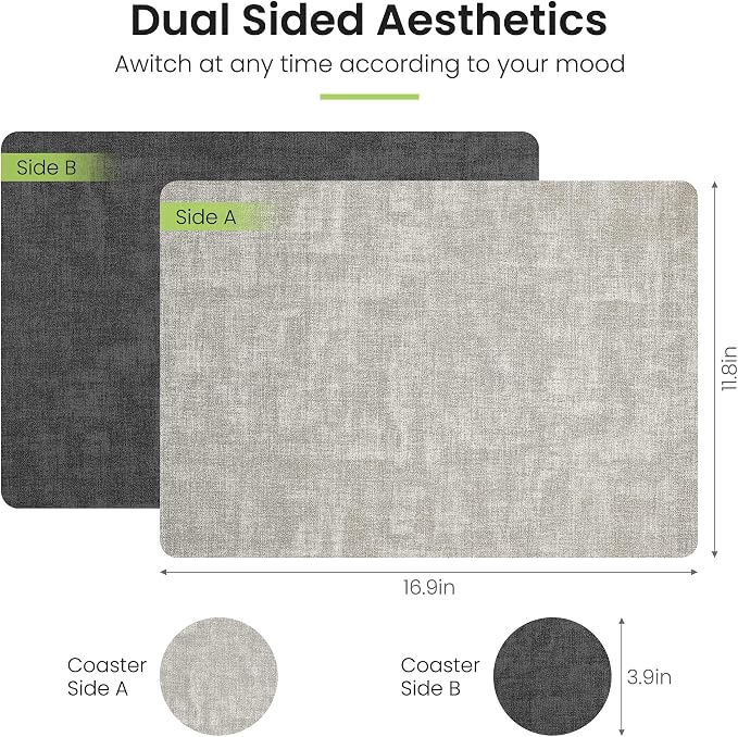 Fyvva Placemats Set of 6 Wipeable Reversible Faux Leather - Image 2