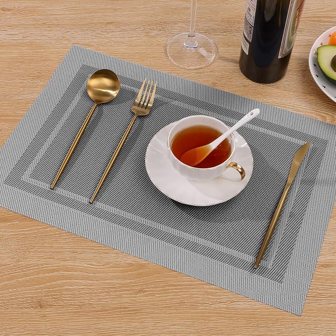 SHACOS Woven Vinyl Placemats Set of 4 Wipe Clean Place Mats - Image 6