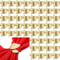 100 Pcs Gold Napkin Rings for Wedding Shiny Metal Napkin Holder Study Leaf by Bokon