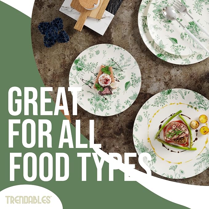 Trendables 40 Piece Plastic Disposable Plates Set - Image 3