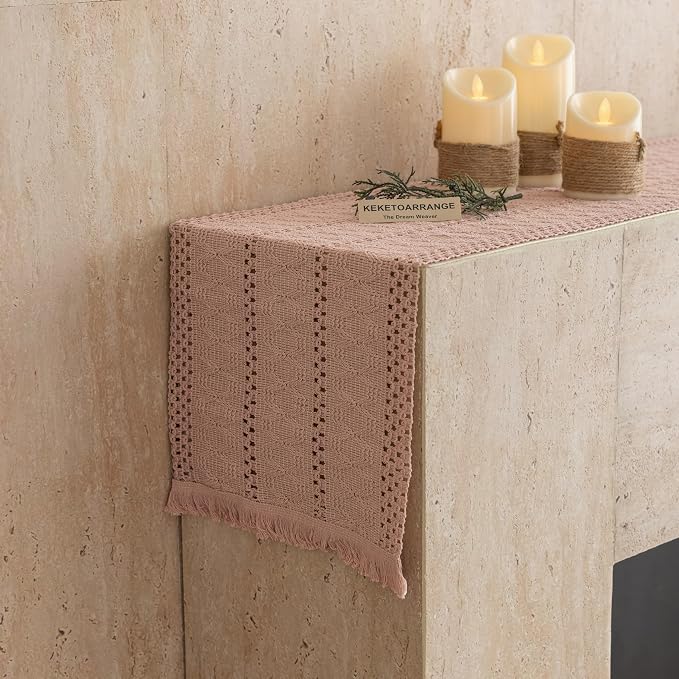 Keketoarrange Boho Macrame Table Runner 12x48 Inch | Woven Burlap Rustic Runner - Image 7