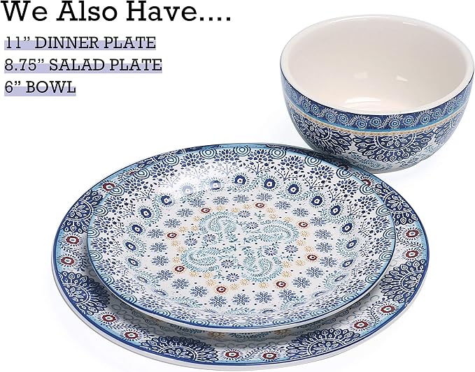 Bico Blue Talavera Cereal Bowls Set of 4, 26 oz Deep Ceramic Soup Bowls - Image 3