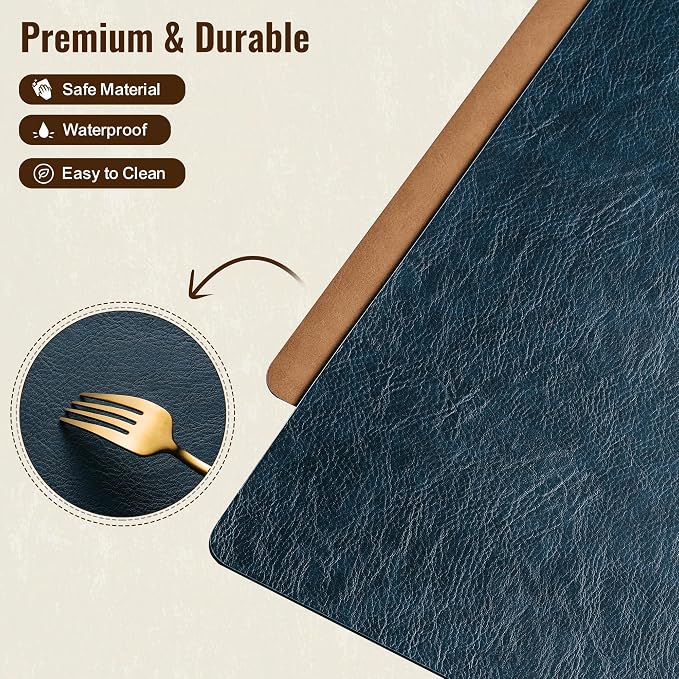 Placemats Set of 12, DOLOPL Reversible Dual-Color Faux Leather Place Mats - Image 8