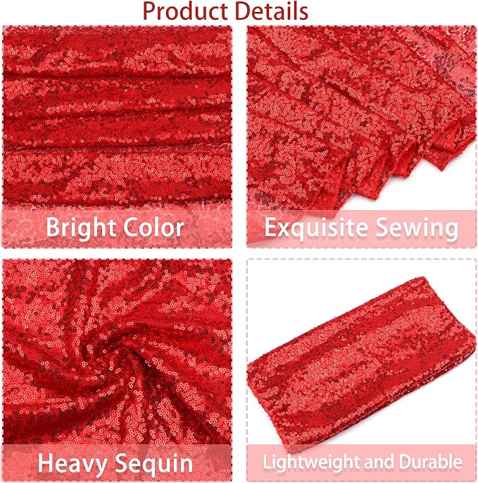 12 Packs 12 X 72 Inch Red Sequin Table Runner Glitter Dining Table Runner - Image 4