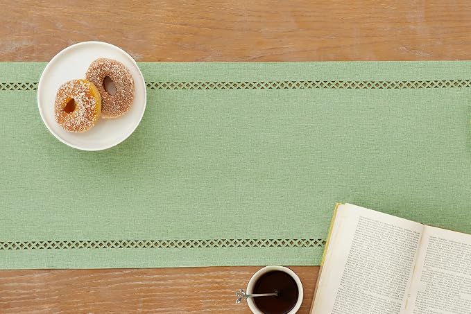 Burlap Table Runner, Avocado Green Table Runners 90 inches Long | Double Layer - Image 7