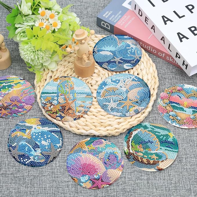 Ekuxom 8 PCS Beach Diamond Art Coasters Kits - Image 4