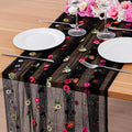 BINBE 1pcs Black Daisy Spring Table Runner Embroidery Gauze 10FT Florals by BINBE