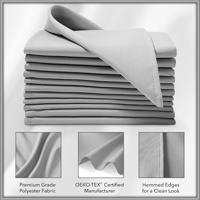 Lann's Linens Set of 12 Cloth Dinner Napkins, 20-inch Polyester Napkins - Image 3