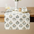 Block Print Floral Decorative Table Runners, 13x48 Inch Latte | 100% Organic by Unknown