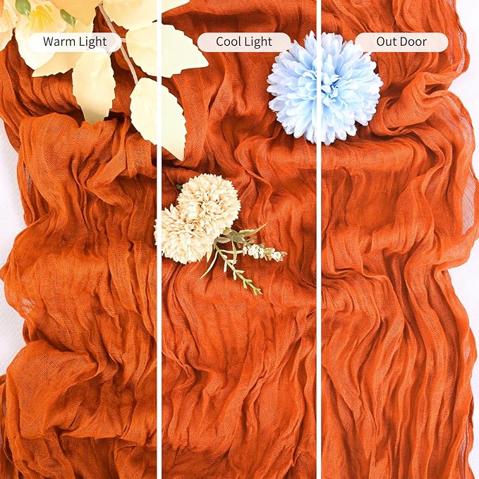 15 Pack Orange Fall Table Runner 17 x 108inch Cheesecloth Table Runner Boho - Image 6