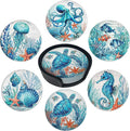 Sea Coasters Leather Round Drink Coasters 6 Pcs Set by Yopiiefa