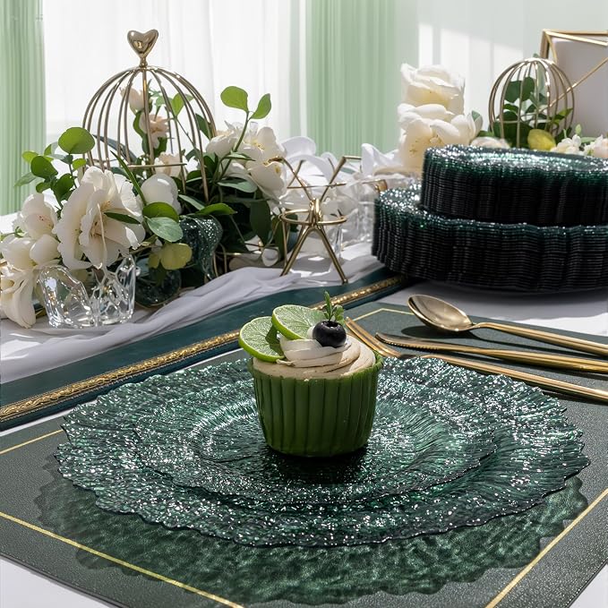 U-QE 60PCS Clear Green Plastic Plates - Image 7