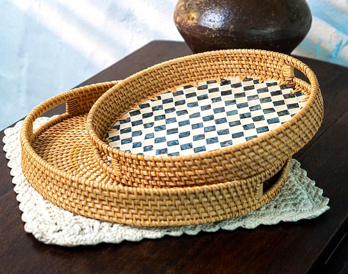 JUNGLE CULTURE Round Rattan Tray - Image 8
