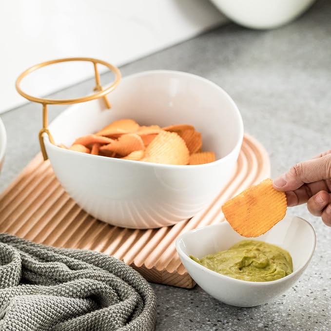 YHOSSEUN Chip and Dip Serving Set 2 Tiered Chip Dip Bowls - Image 6