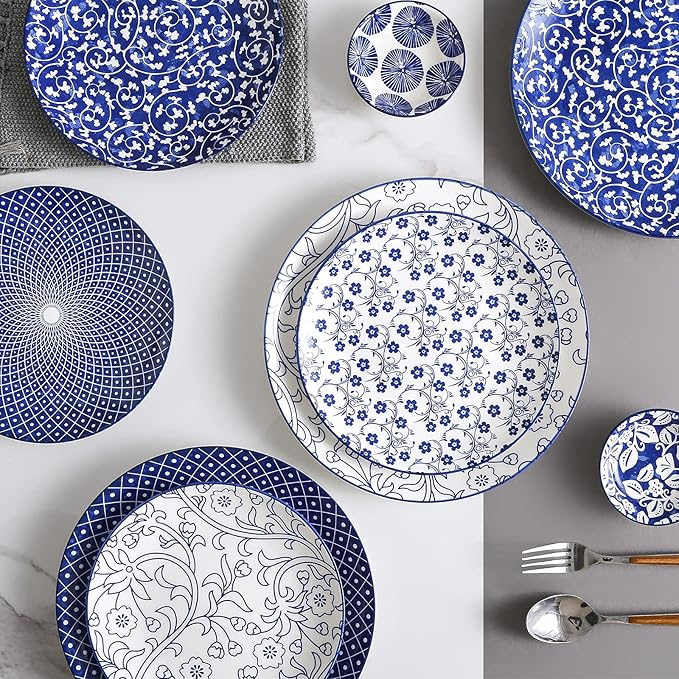 Selamica 8 inch Porcelain Dinner Plates, Large Size Serving Plate - Image 3