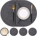 Homaxy Round Faux Leather Placemats and Coasters, Dark Grey | Washable by Homaxy
