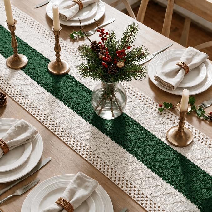 Artoid Mode Dark Green Farmhouse Rustic Table Runner 12x90 Inch | Seasonal - Image 3