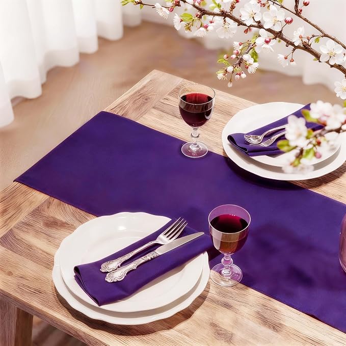 FOLINS&HOME Purple Waterproof Decorative Table Runner 48 Inches Long | 210GSM - Image 2