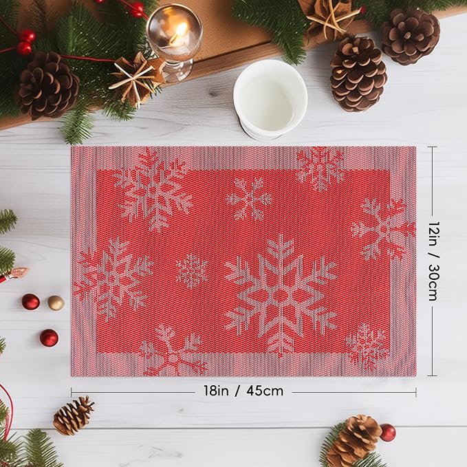 Aofmee Christmas Placemats Set of 6, Washable Christmas Place Mats - Image 3