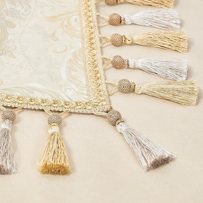 Loom and Mill Elegant Damask Table Runner 13x90 inch, Champagne Gold | Double - Image 5