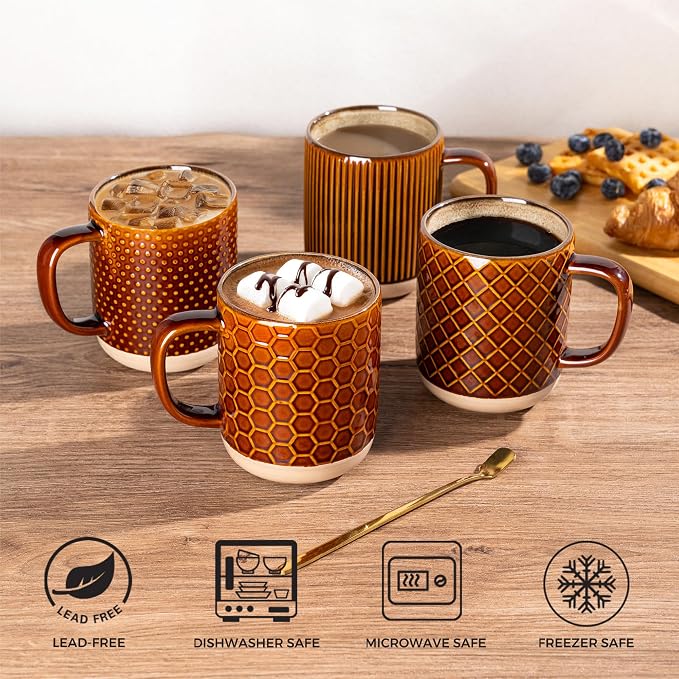 GBhome Coffee Mugs Set of 4, 12 oz Coffee Cups - Image 5