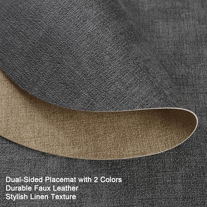 Faux Leather Placemats Set of 6, Dual Sided - Image 2