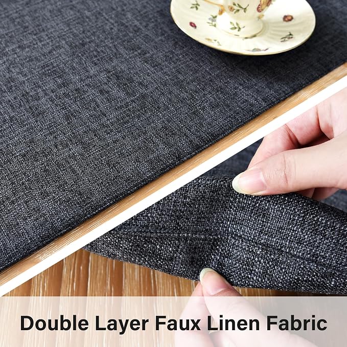 NEWISHER Reversible Double Layer Table Runner Faux Linen Fabric 13x36inch | - Image 3