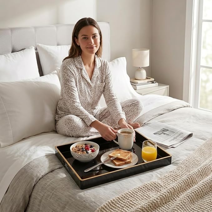 15.8" x 11.8" Black Plastic Serving Tray - Image 7