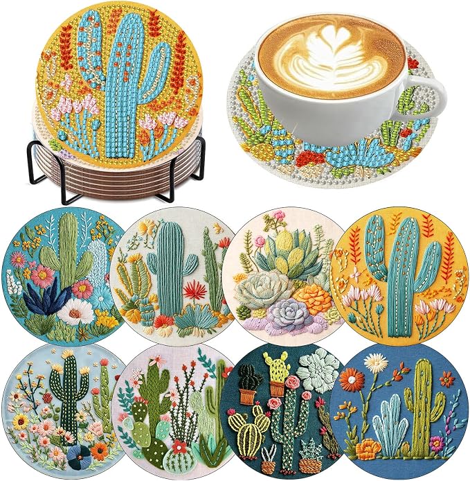 Ekuxom 8 PCS Diamond Art Coasters Kits-Flowers Diamond Painting Coasters | by Ekuxom
