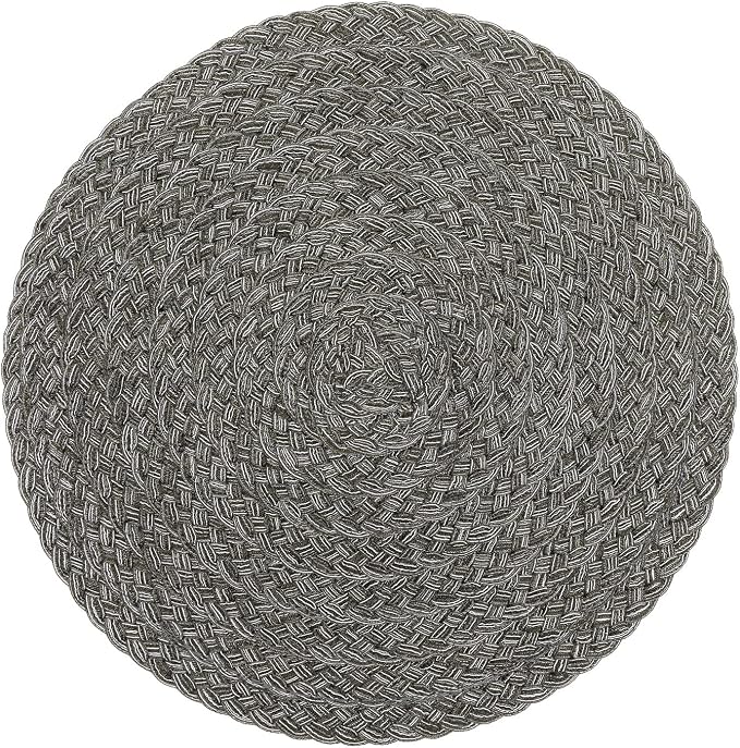SHACOS Round Braided Placemats Set of 6 Thick Woven Placemats Washable 15 inch by SHACOS