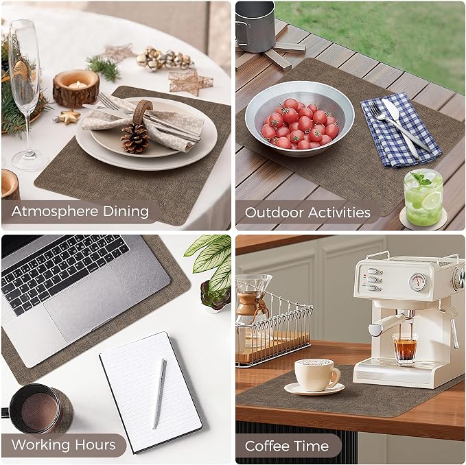 NCUE Vinyl Placemats Set of 4, Heat Resistant, Nonslip Faux Leather Waterproof - Image 6