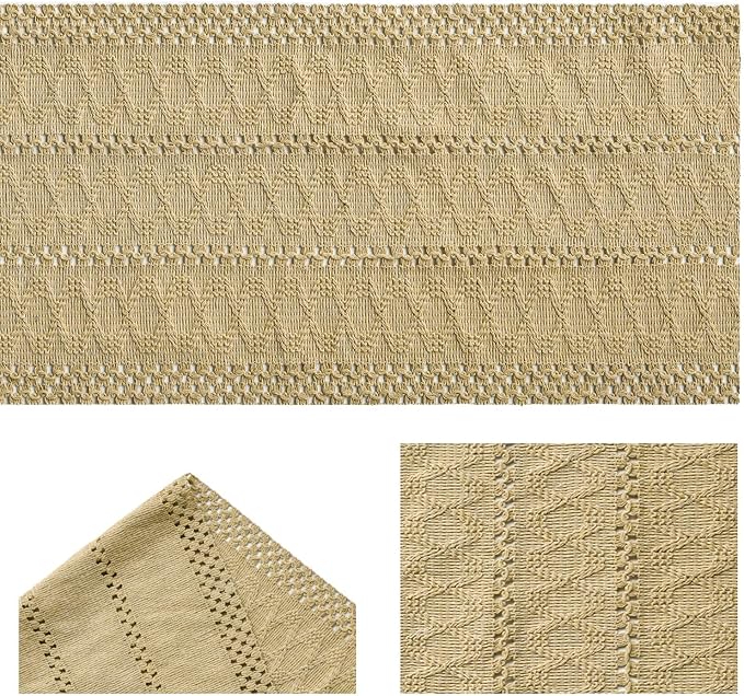 Artoid Mode Burlap Brown Woven Farmhouse Hollow Table Runner 12x108 Inch | - Image 5