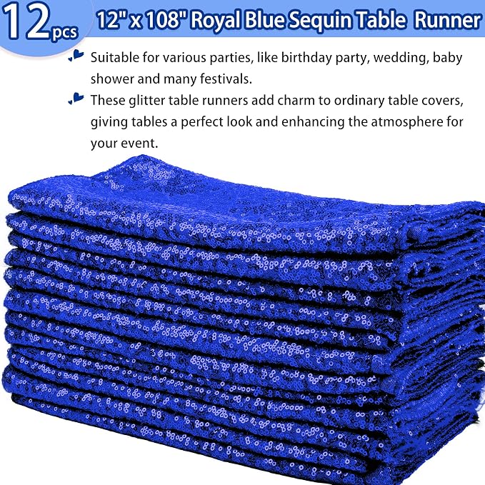 12 Packs 12 X 108 Inch Sequin Table Runner Glitter Dining Table Runner - Image 2